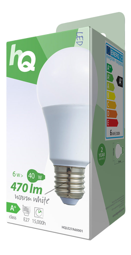HQ LE27A60001 Lámpara LED A60 E27 6,5 W 470 lm 2.700 K