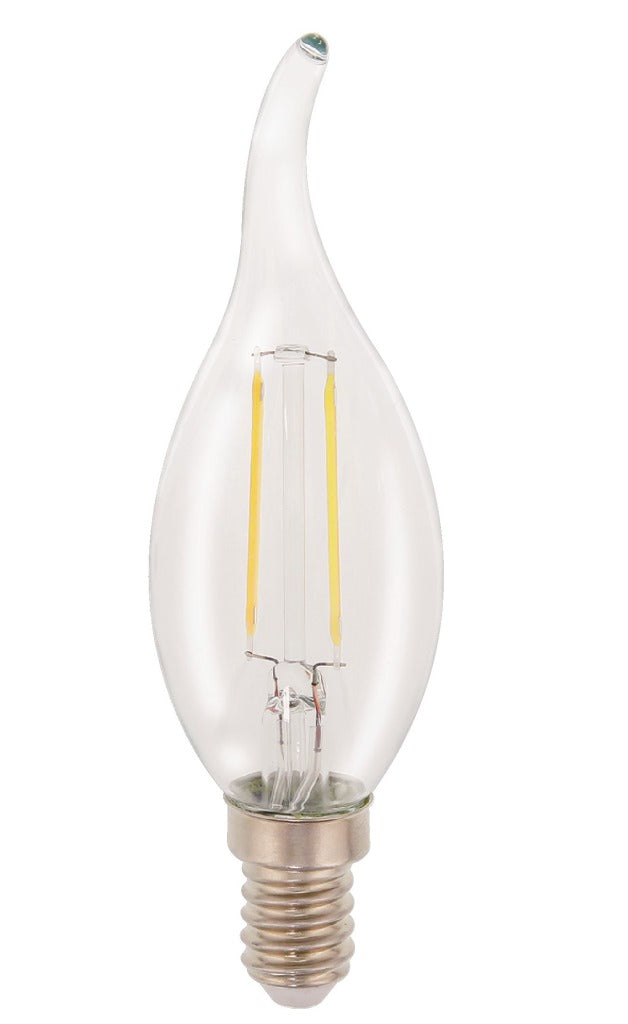 HQ lfe14fltp001 LED Retro Filament Lampe E14 Bent Candle 2 W 210 LM 2700 K