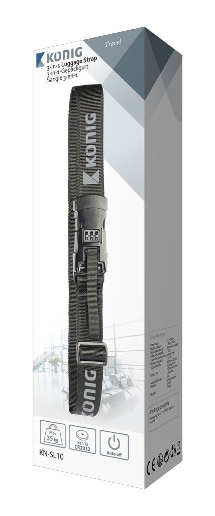 K ouml;nig k ouml;nig kn-SL10 suitcase strap with built-in scale and lock black