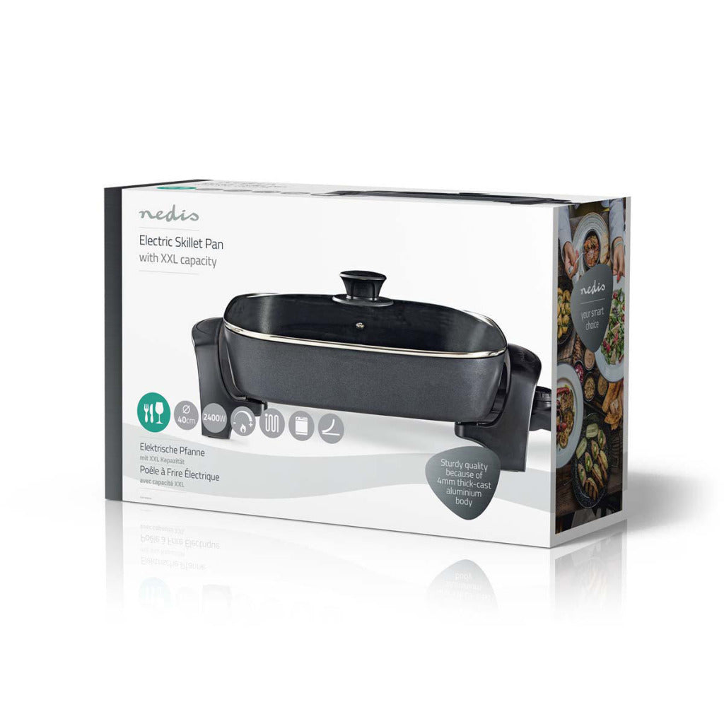 Nedis FCSP110EBK40 Electric frying pan 40 cm thick cast aluminum body