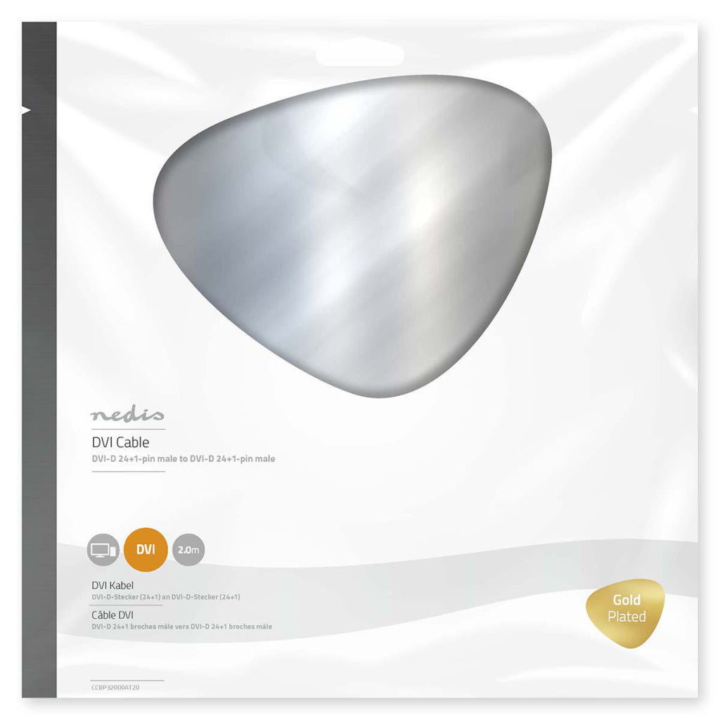 Nedis ccbp32000at20 dvi-kabel dvi-d 24+1-stift hane - dvi-d 24+1-stift hane 2,0 m antracit