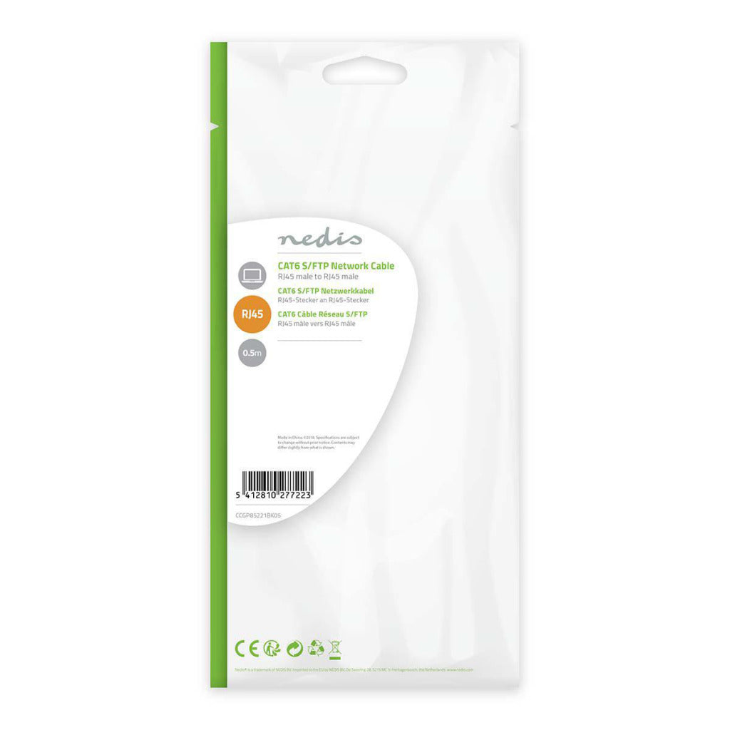 Nedis ccgp85221bk05 cat6 s ftp tinklo kabelis rj45 vyriškas - rj45 vyriškas 0,5 m juodas