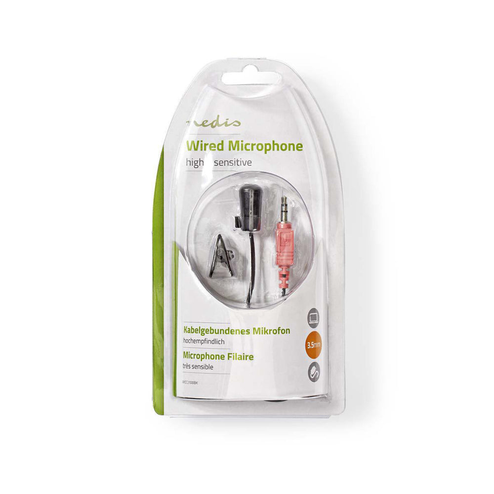 Nedis miccj100bk wired microphone clip-on 3.5 mm black