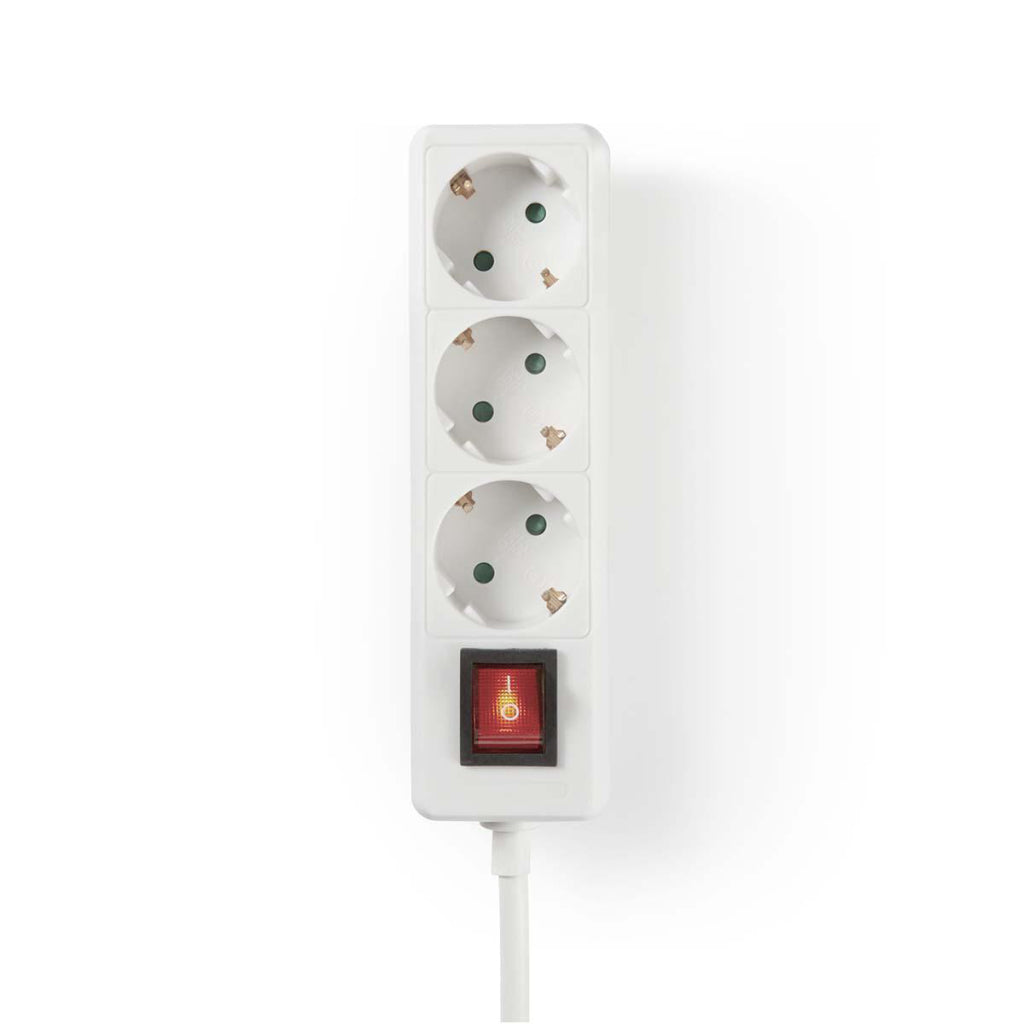 Nedis exso315f2wtb power strip 3-way 1.5 m on off switch white