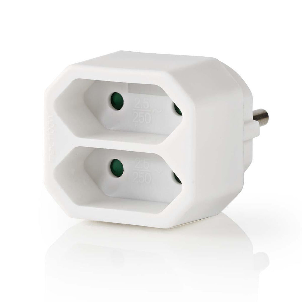 Nedis psspl200c1wt socket splitter 2-way euro socket white
