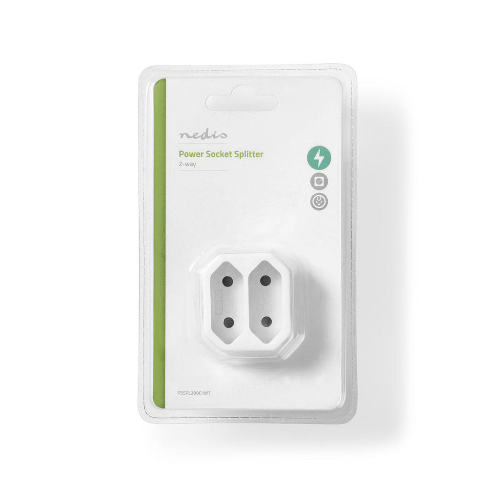 Nedis psspl200c1wt socket splitter 2-way euro socket white