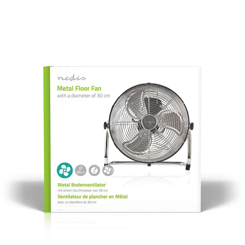Nedis fnfl10ccr30 floor fan diameter 30 cm 3 speeds chrome