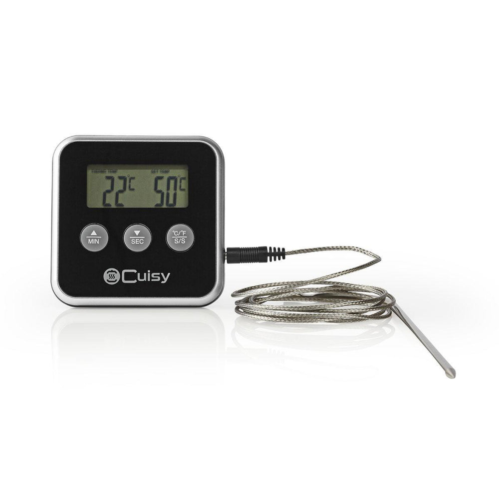 Thermomètre à viande Nedis kath105bk 0 - 250 degrés ; minuterie à affichage numérique