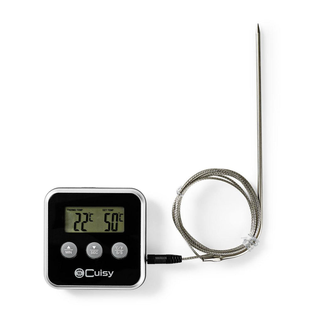 Thermomètre à viande Nedis kath105bk 0 - 250 degrés ; minuterie à affichage numérique