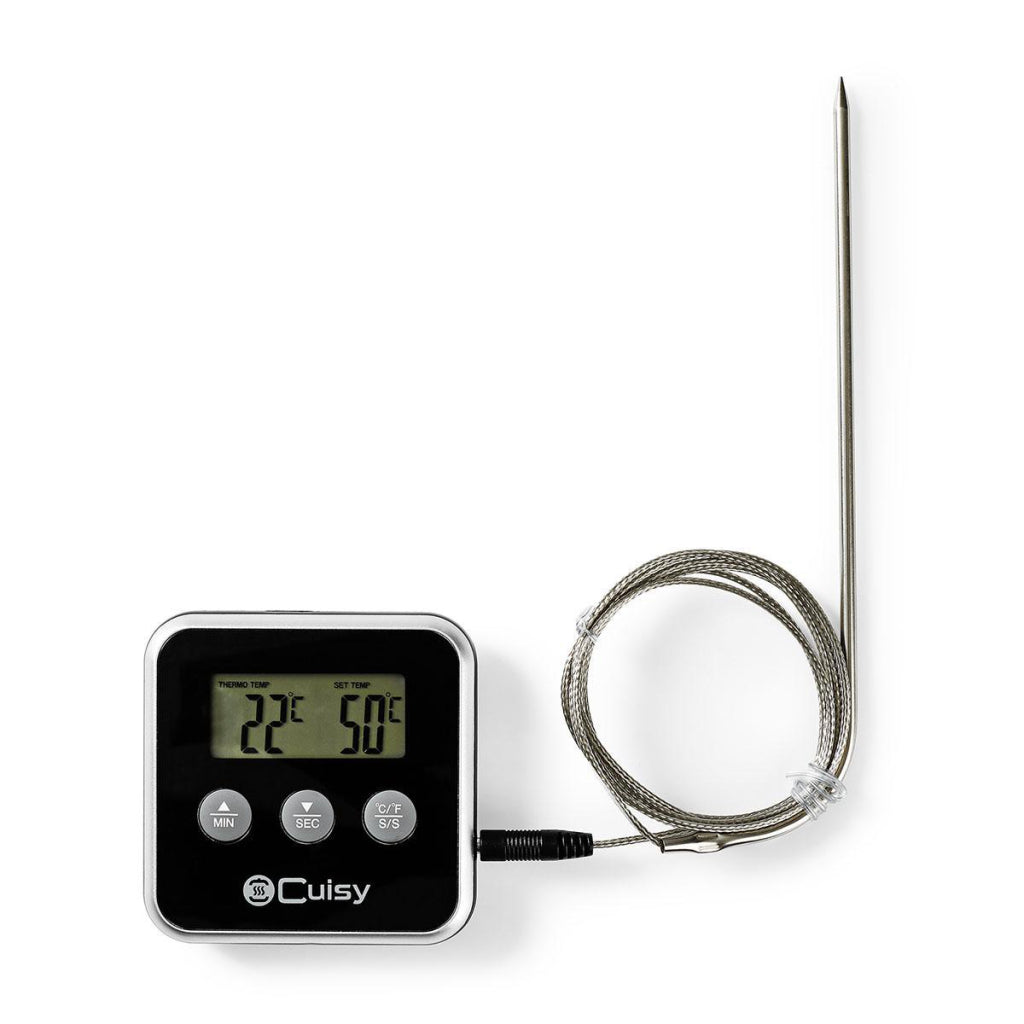 Thermomètre à viande Nedis kath105bk 0 - 250 degrés ; minuterie à affichage numérique