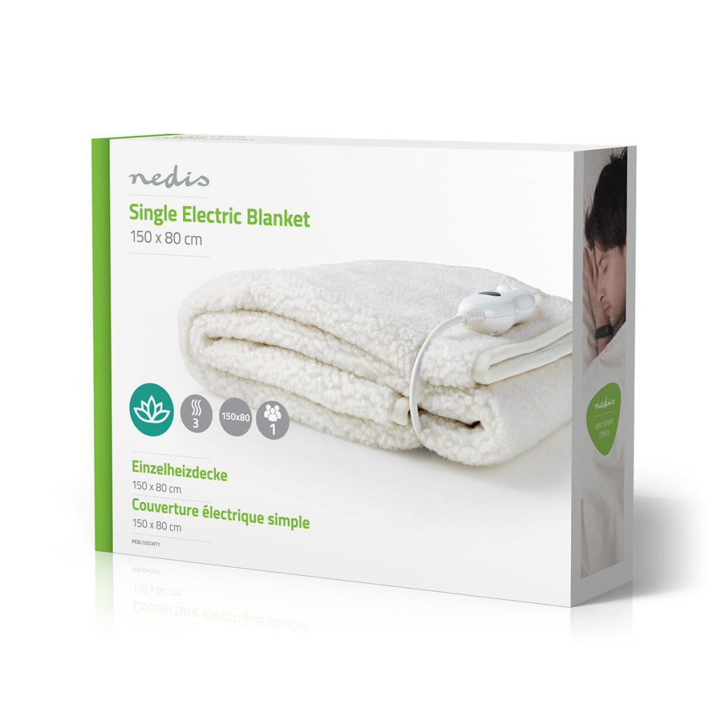 Nedis pebl120cwt1 coperta elettrica sottocoperta 150 x 80 cm 3 impostazioni di calore spia luminosa protezione dal surriscaldamento