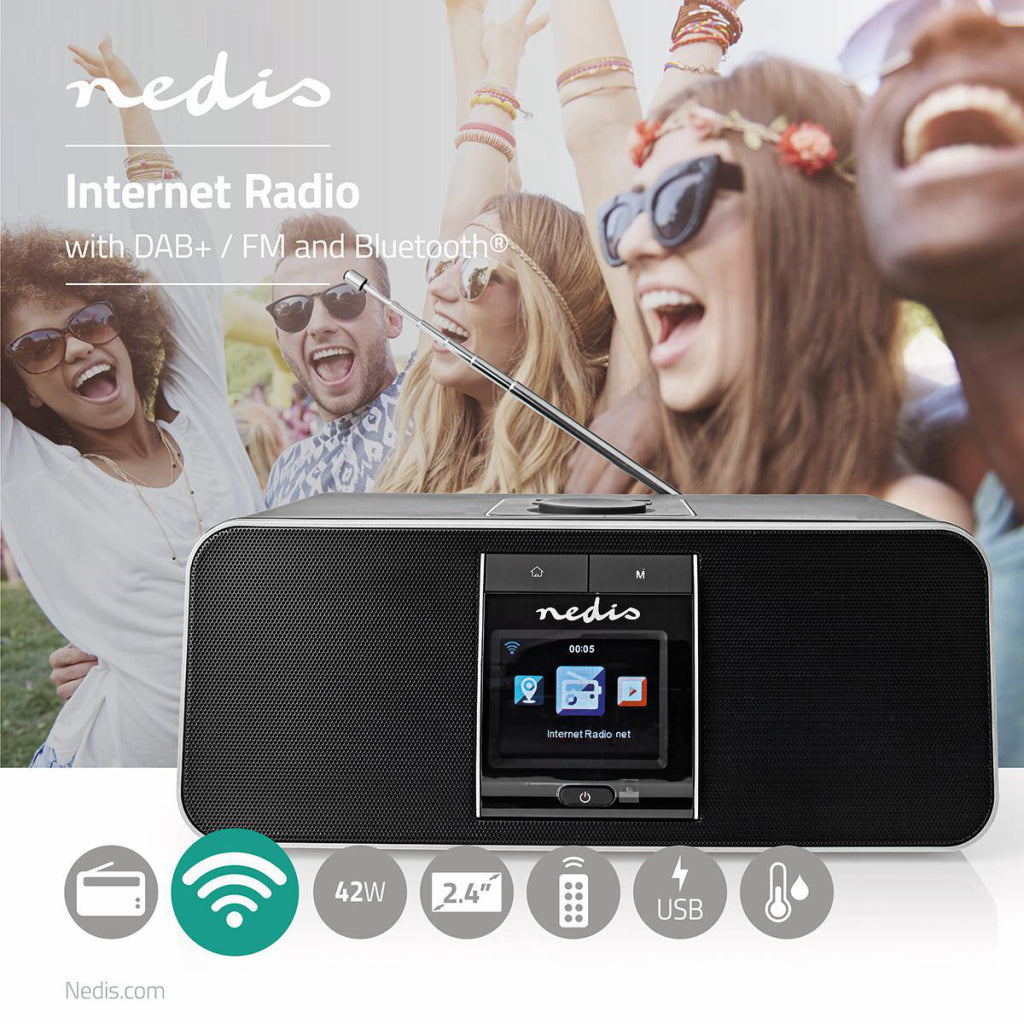 Nedis RDIN5005BK Internet radio 42 W Dab+ FM Bluetooth® Remote control Black silver