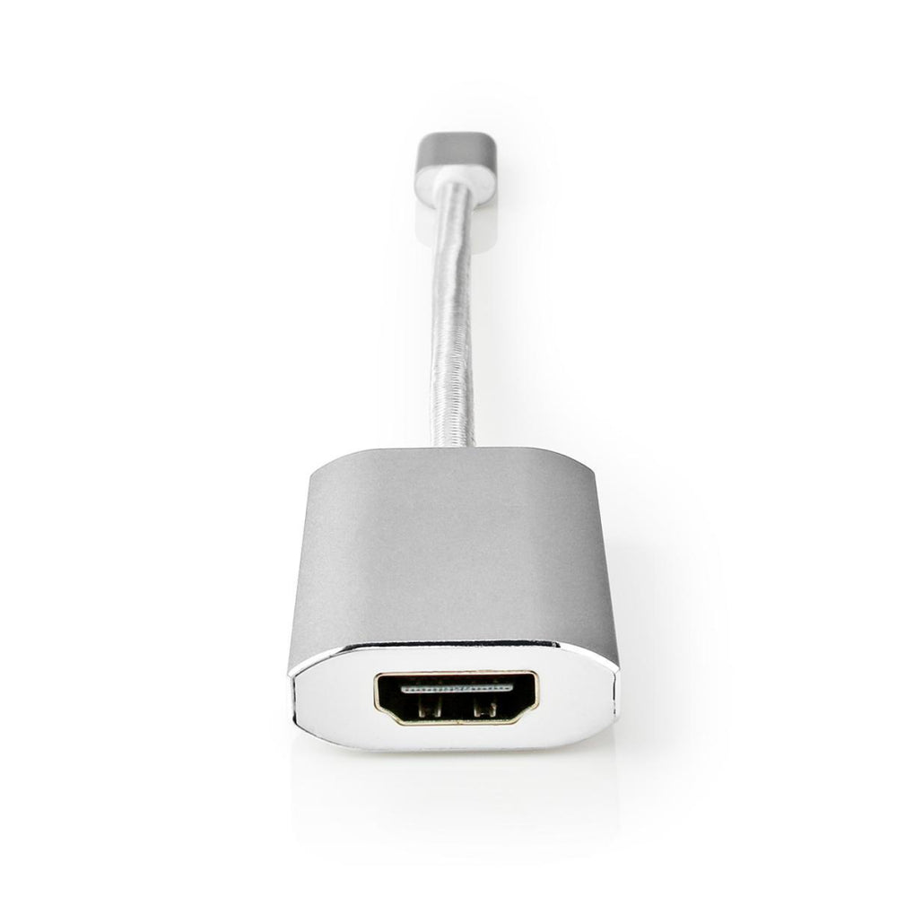 Nedis cctb64680al02 adaptateur usb usb 3.2 gen 1 usb type-c commerce; commerce HDMI masculin; connecteur 0,20 m rond plaqué or nylon tricoté argent couvercle fenêtre boîte