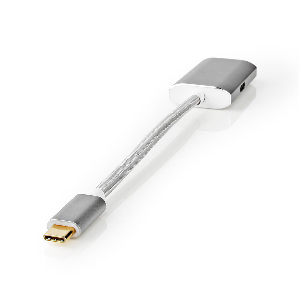 Nedis cctb64680al02 adaptateur usb usb 3.2 gen 1 usb type-c commerce; commerce HDMI masculin; connecteur 0,20 m rond plaqué or nylon tricoté argent couvercle fenêtre boîte