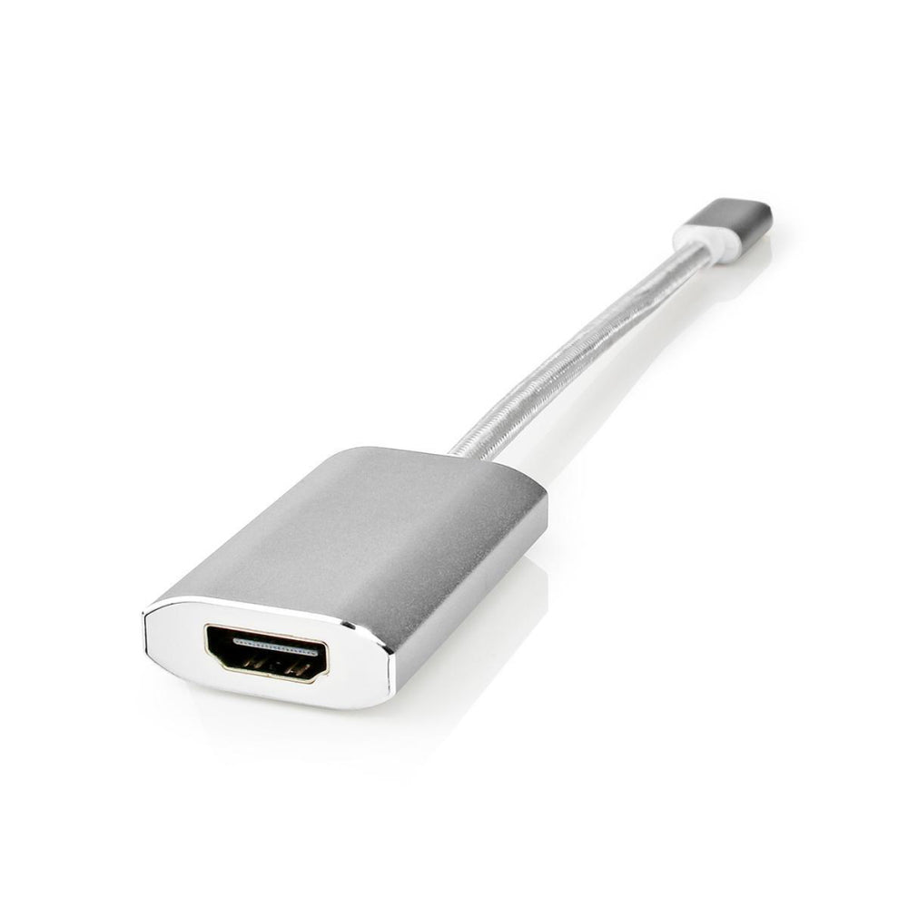 Nedis cctb64680al02 adaptateur usb usb 3.2 gen 1 usb type-c commerce; commerce HDMI masculin; connecteur 0,20 m rond plaqué or nylon tricoté argent couvercle fenêtre boîte