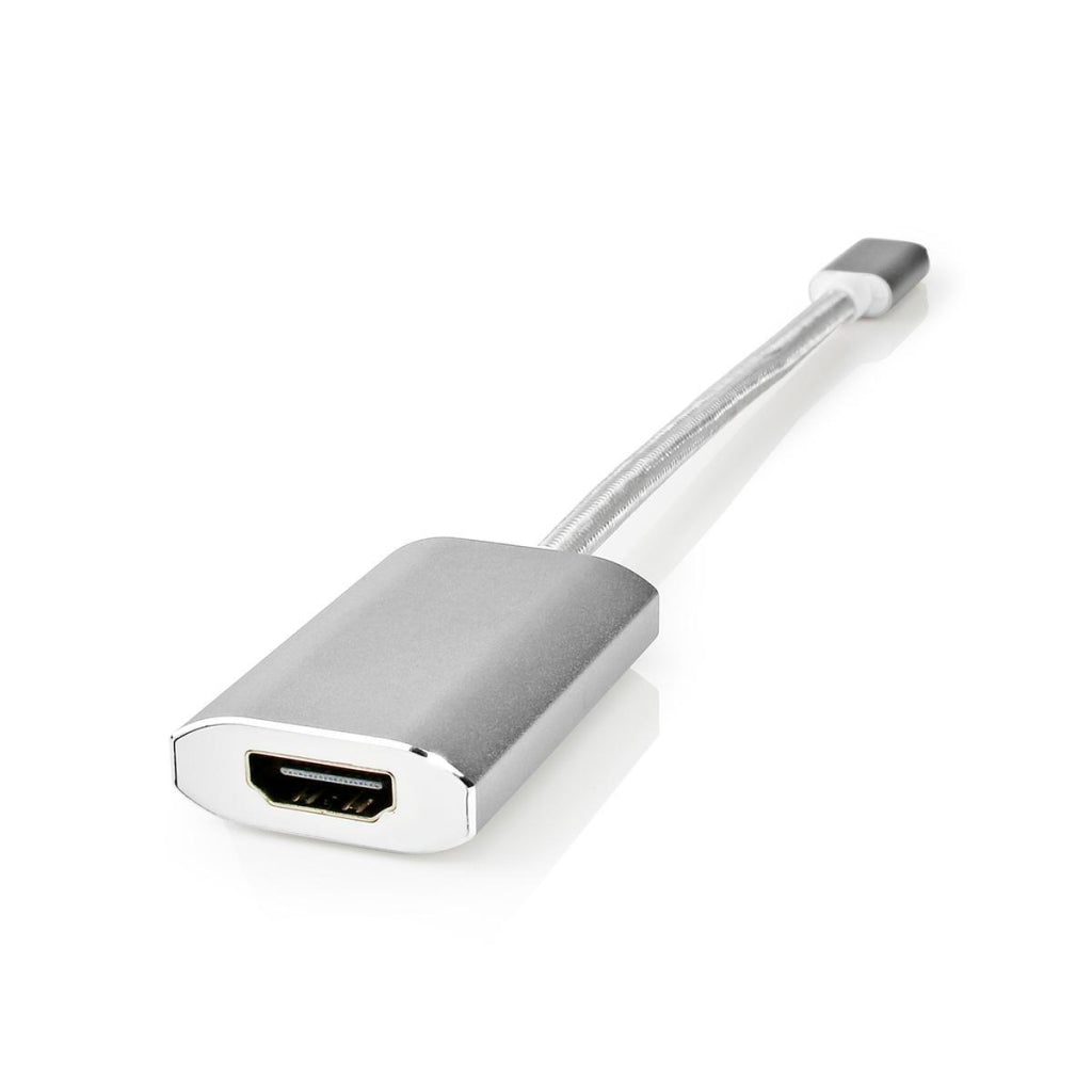 Nedis cctb64680al02 adaptateur usb usb 3.2 gen 1 usb type-c commerce; commerce HDMI masculin; connecteur 0,20 m rond plaqué or nylon tricoté argent couvercle fenêtre boîte