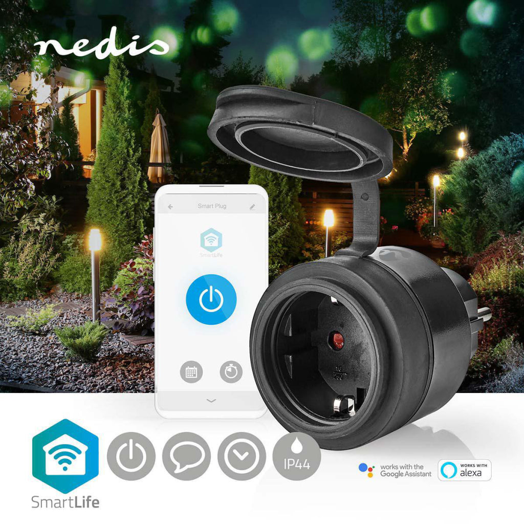 Nedis wifipo110fbk smartlife smart plug wifi ip44 3680w black