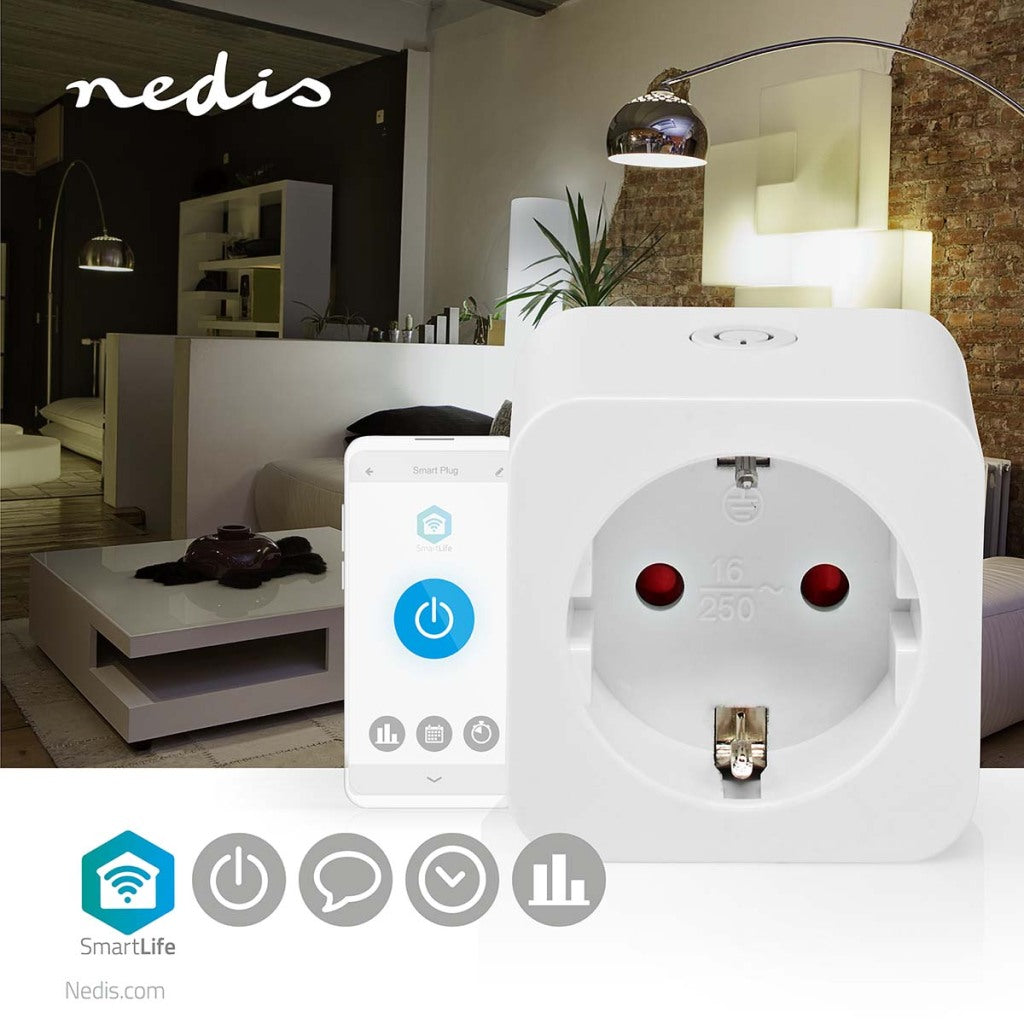 Nedis wifip121fwt smartlife smart plug wi-fi energy meter 3680 w type f (cee 7 3) -10 - 45 °c android ios white