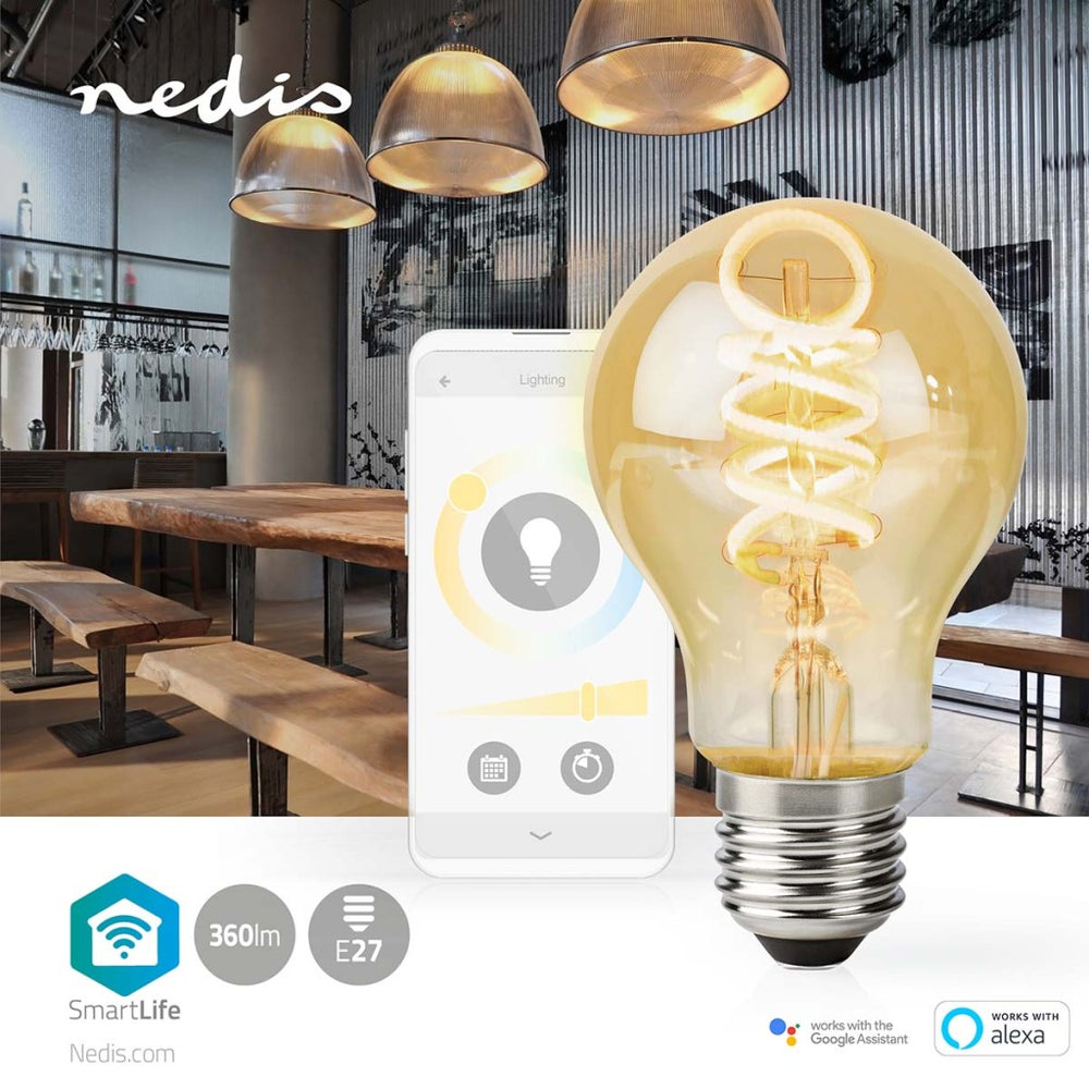 Nedis Wi-Fi LRT10A60 SmartLife LED Filament Lamp Wi-Fi E27 360 lm 4.9 W Warm to Cool White 1800 - 6500 K Glass Android Trade; ios peer