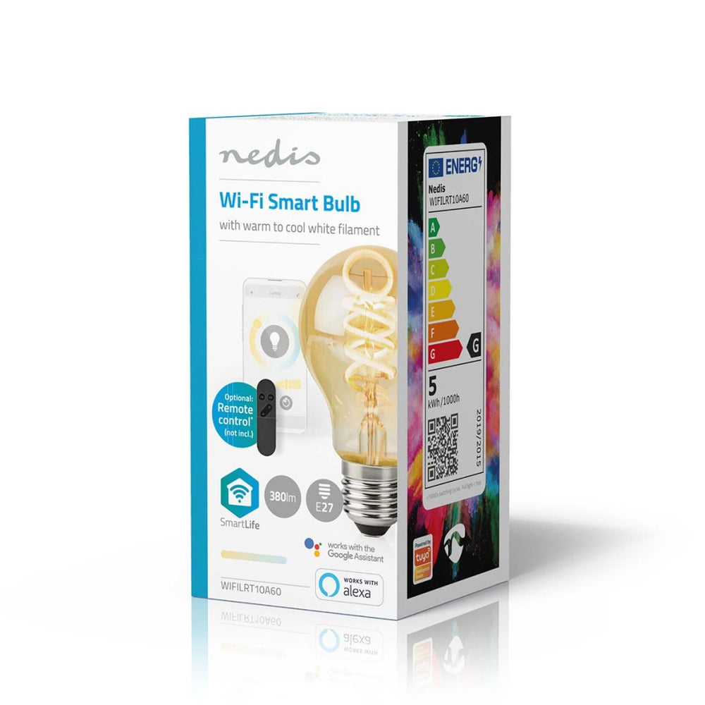 Nedis Wi-Fi LRT10A60 SmartLife LED Filament Lamp Wi-Fi E27 360 lm 4.9 W Warm to Cool White 1800 - 6500 K Glass Android Trade; ios peer