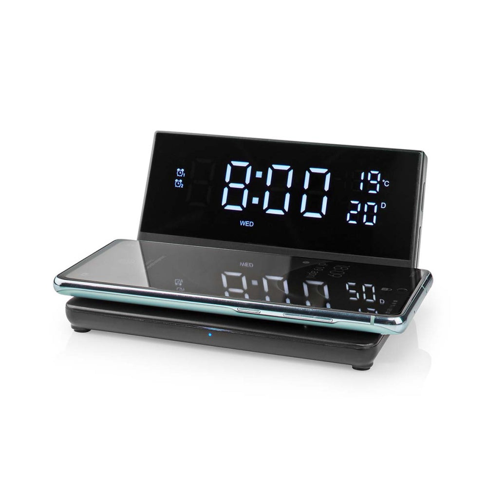 Nedis alarm clock with wireless charger