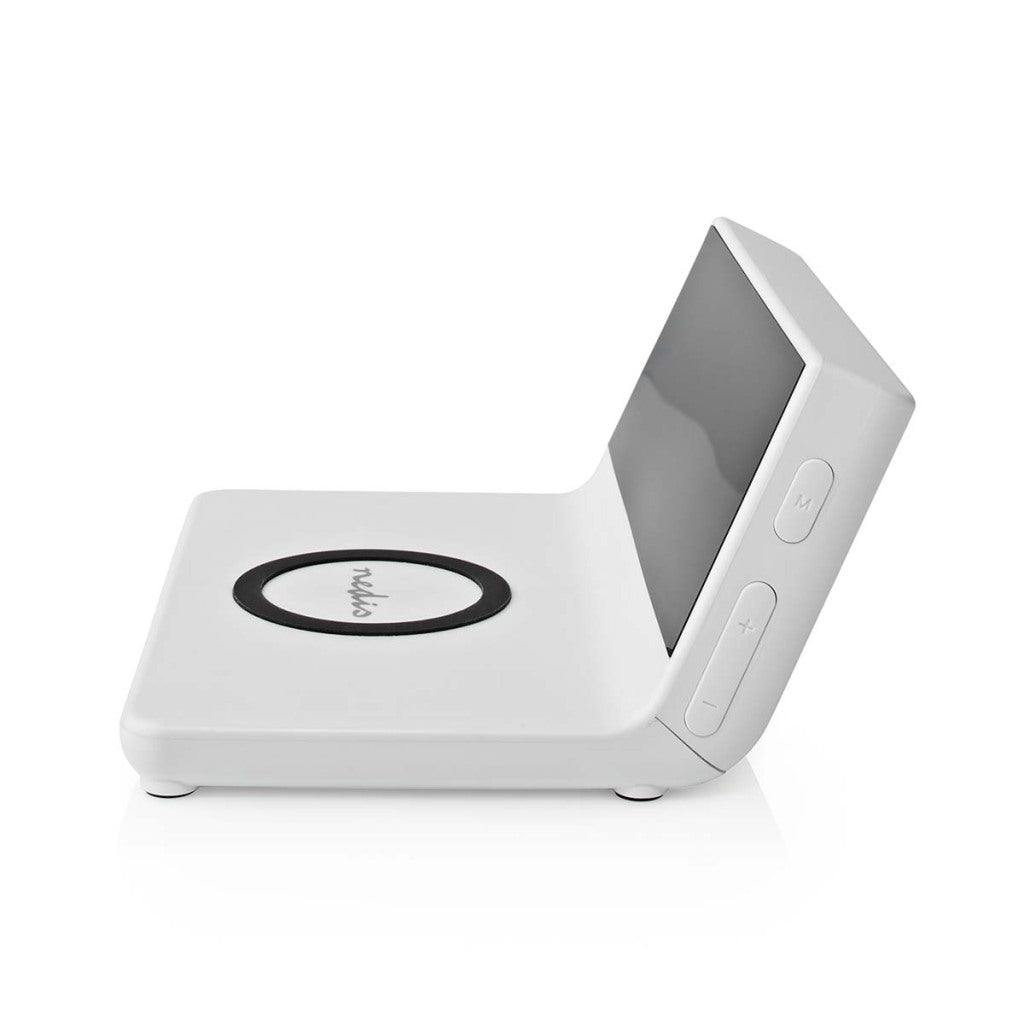Nedis wcacq20wt alarm clock with wireless charger qi white