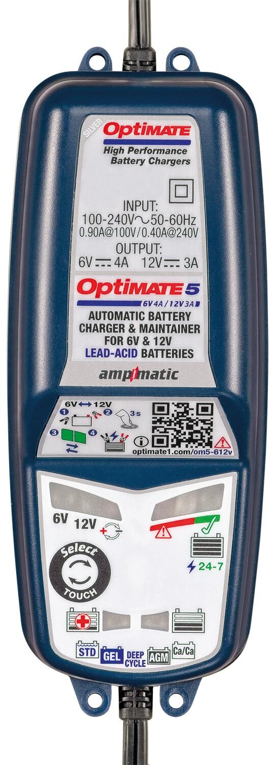 Tecmate battery charger optimate 5 select optimate 5 charger voltmatic 6v 12v