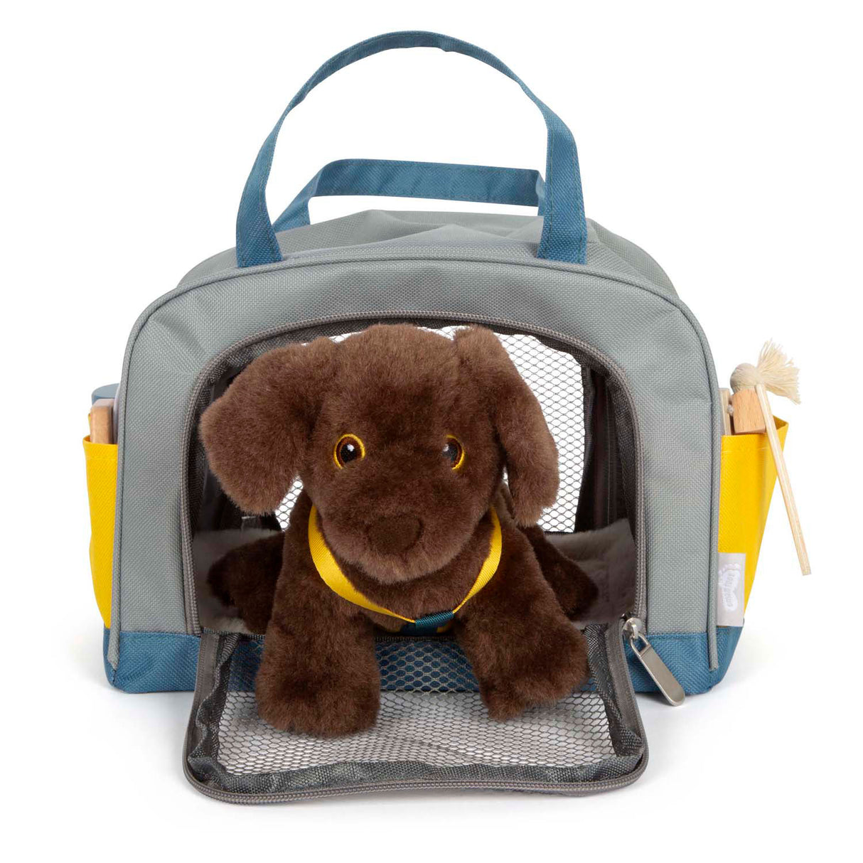 Small Foot – Cagnolino di peluche con borsa per il trasporto e set per la cura