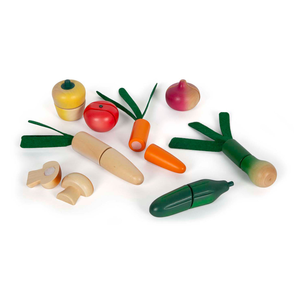 Cos beag - gearradh adhmaid agus súgradh glasraí atá leagtha úr, 14 píosa.