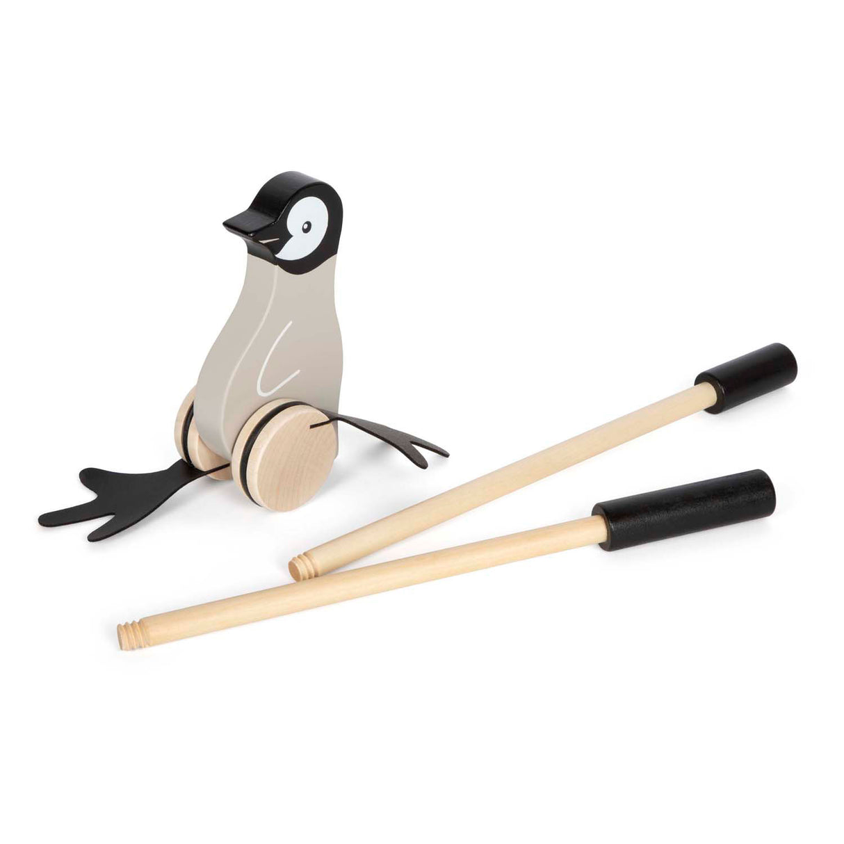 Liten fot - träpush figur Penguin