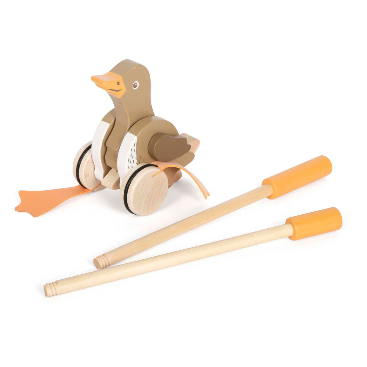 Small foot - wooden push-along duck with moving head