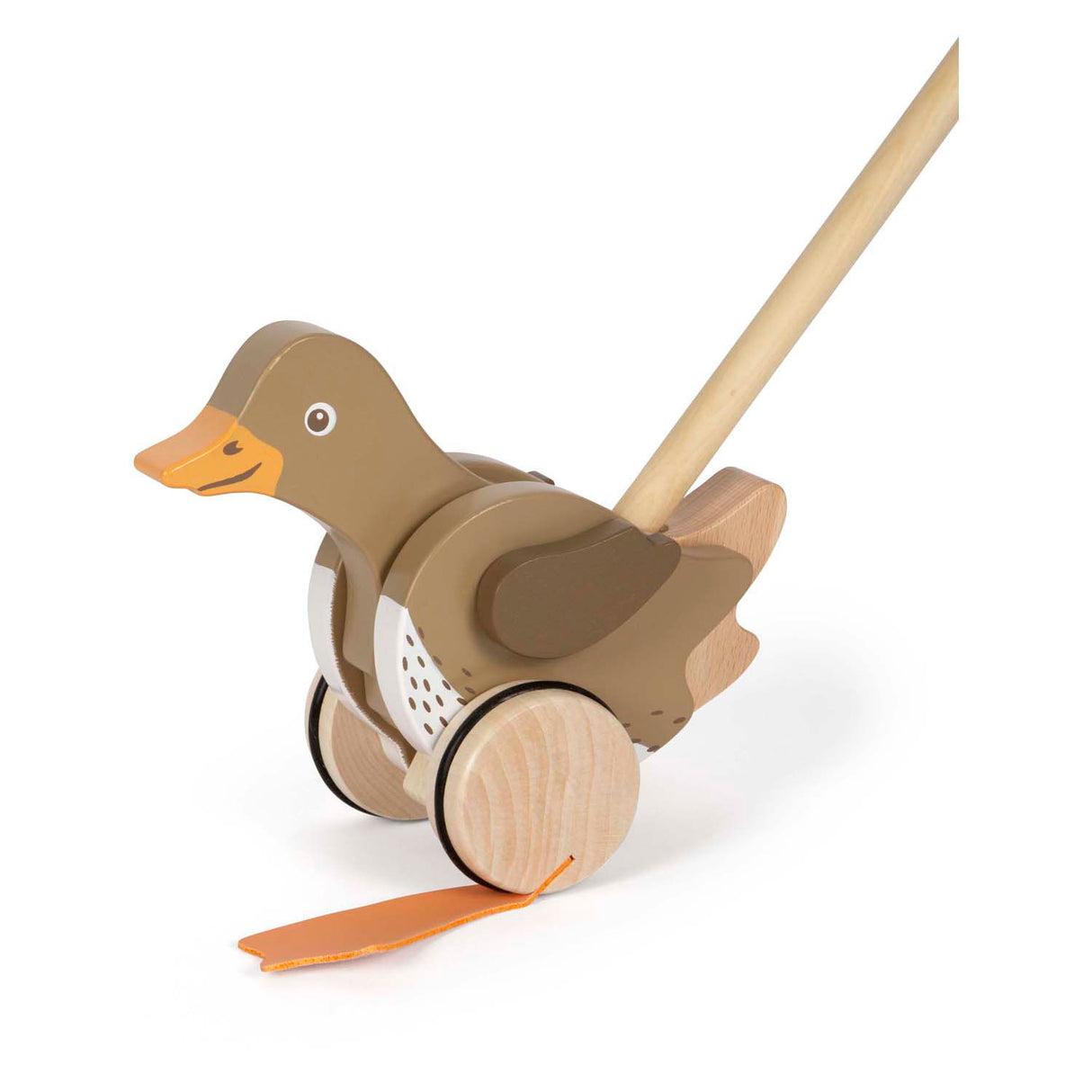 Small foot - wooden push-along duck with moving head