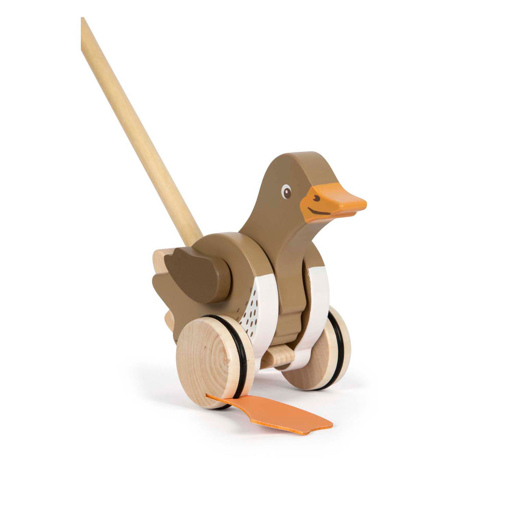 Small foot - wooden push-along duck with moving head