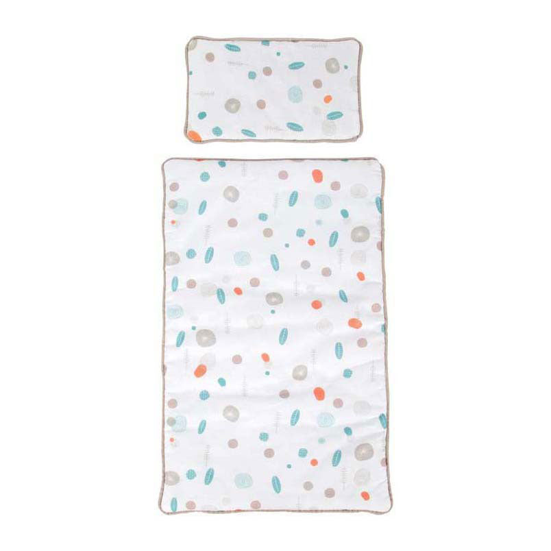Cozy pequeño pie - cama de muñeca de madera botón blanco