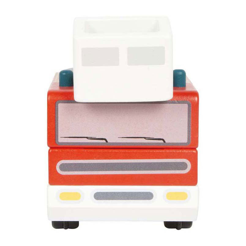 Lille fod - brandbil i træ med drejestige