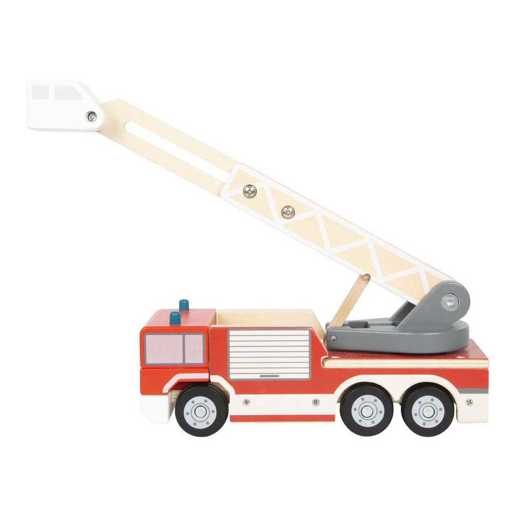 Lille fod - brandbil i træ med drejestige