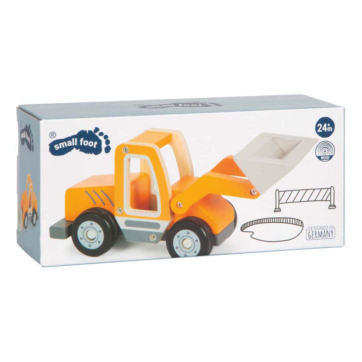 Small foot - wooden wheel loader with shovel