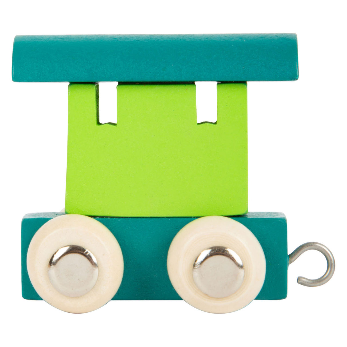 Small foot - wooden letter train wagon green - 12 pieces