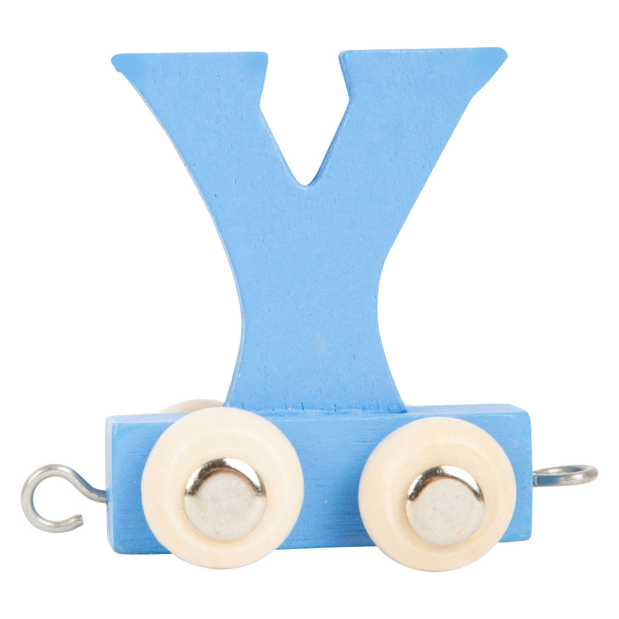 Liten fot - bokstavtog i tre blå - y - 12 stk