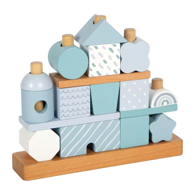 Small foot - wooden stacking house blue - 18 pcs.