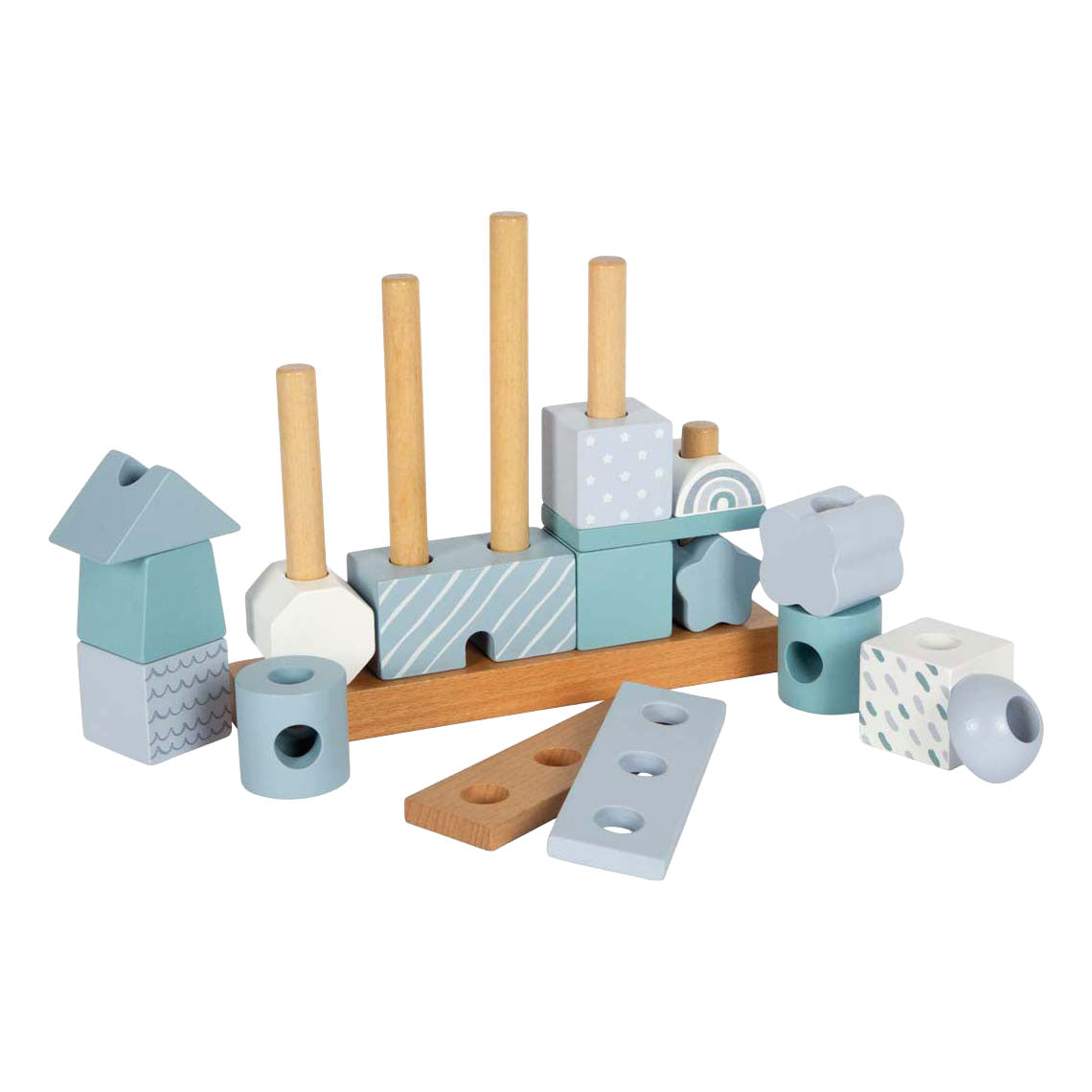 Small foot - wooden stacking house blue - 18 pcs.