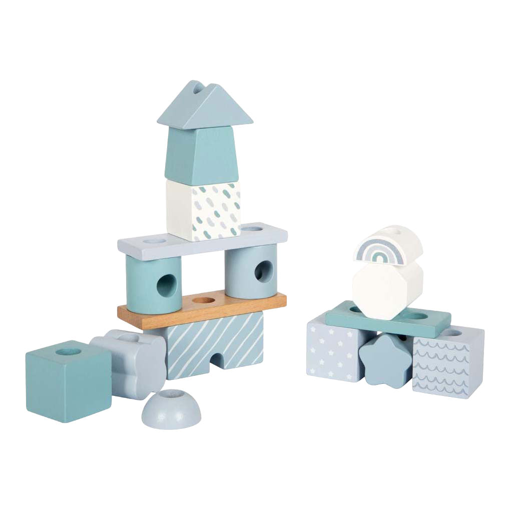Small foot - wooden stacking house blue - 18 pcs.