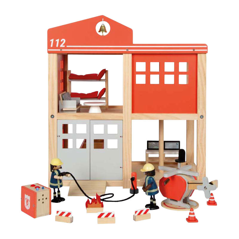 Small foot - houten grote brandweerkazerne met accessoires