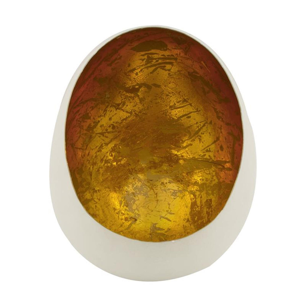 Naturel collections theelichthouder eivorm h20cm goud wit