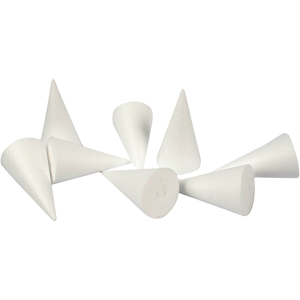 Creativ company cones, h: 11 cm, d 5.5 cm, white, 50 pieces 1 box