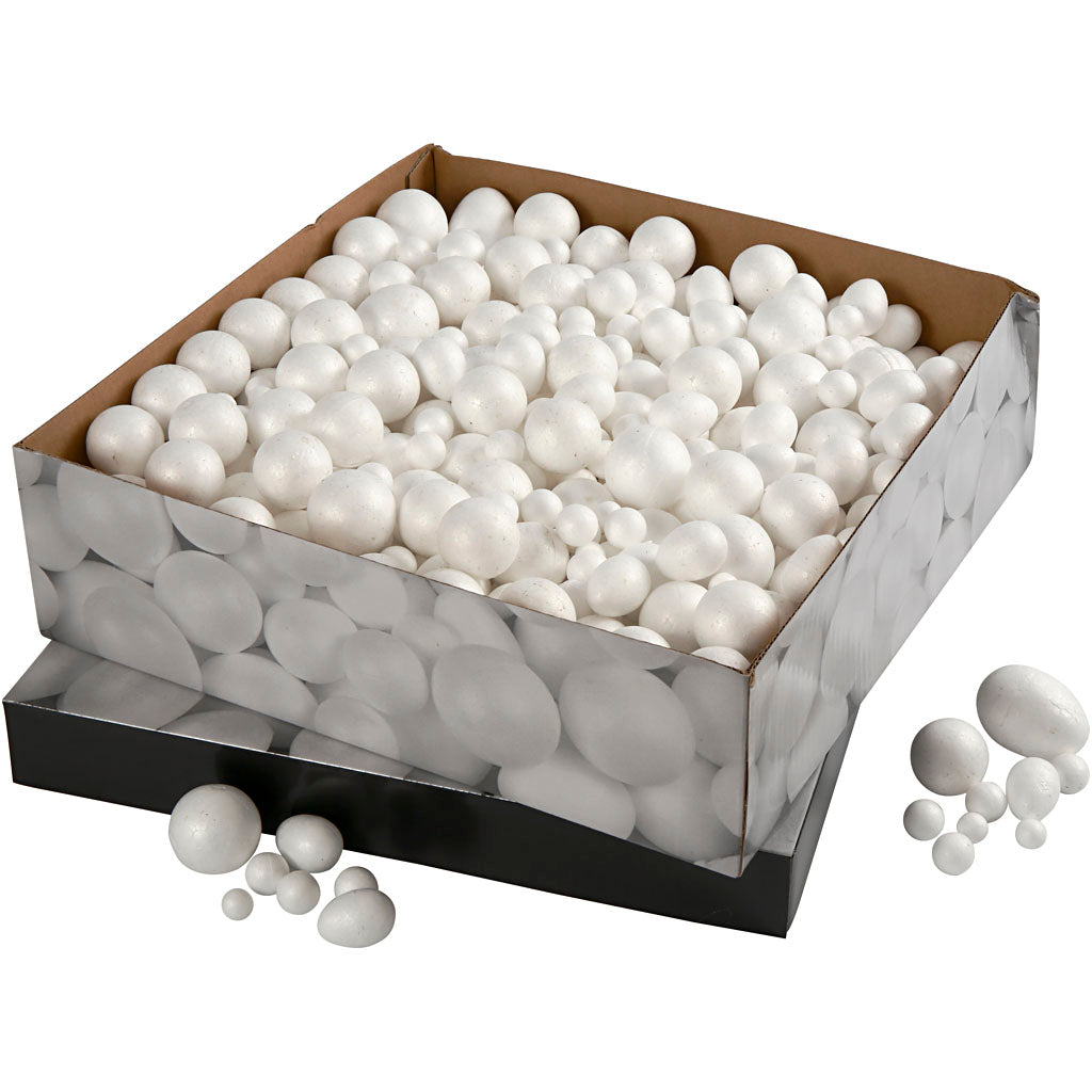 Creativ company ballen eieren, afm 1,5-6,1 cm, wit, 550 stuk 1 doos
