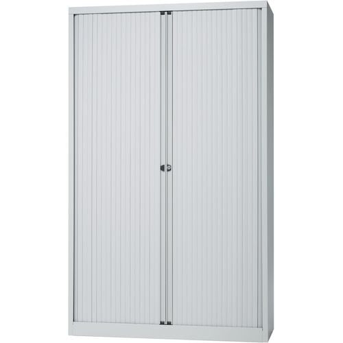 Roldeurkast hoog bisley 120x43x198cm lichtgrijs 4 legborden