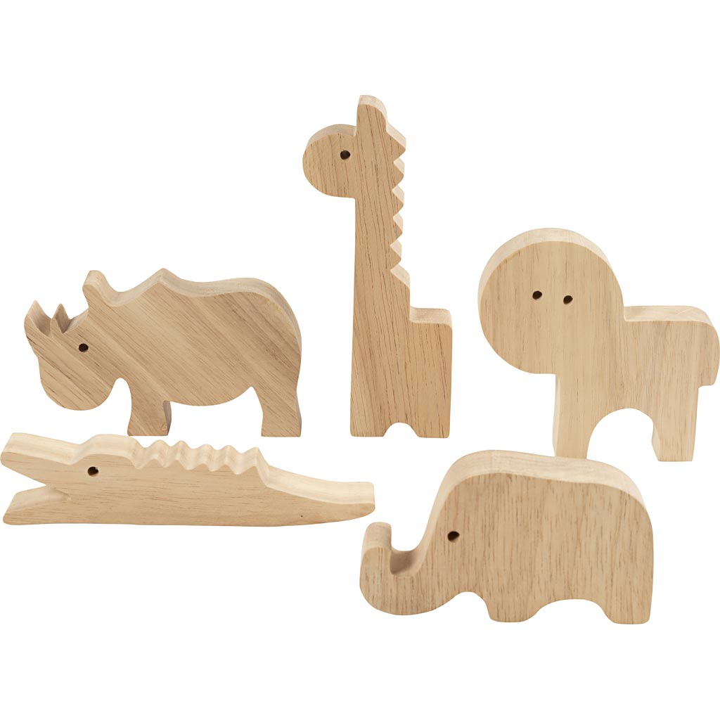 Creativ company houten dieren, safari , h: 3-14,5 cm, dikte 2 cm, 10 stuk 1 doos