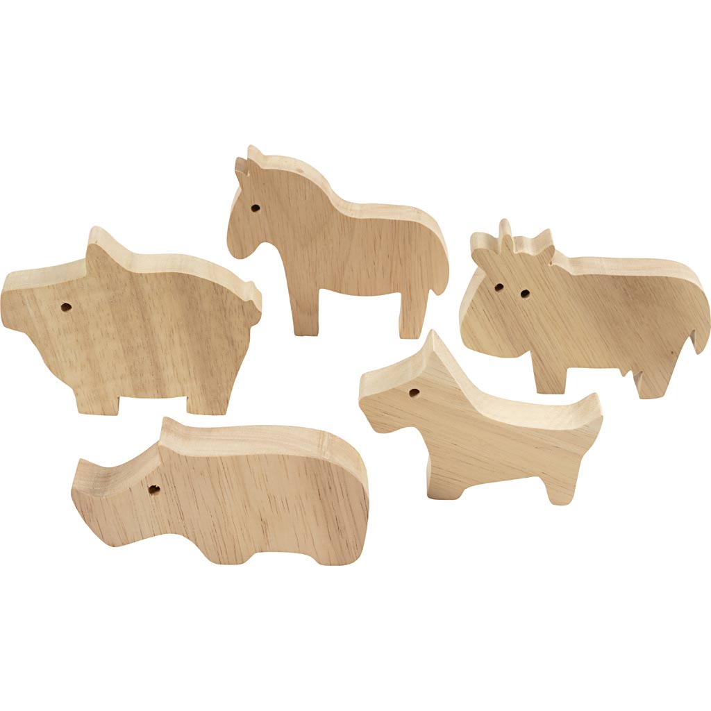 Creativ company houten dieren, boerderij, h: 4,5-8,7 cm, dikte 2 cm, 10 stuk 1 doos