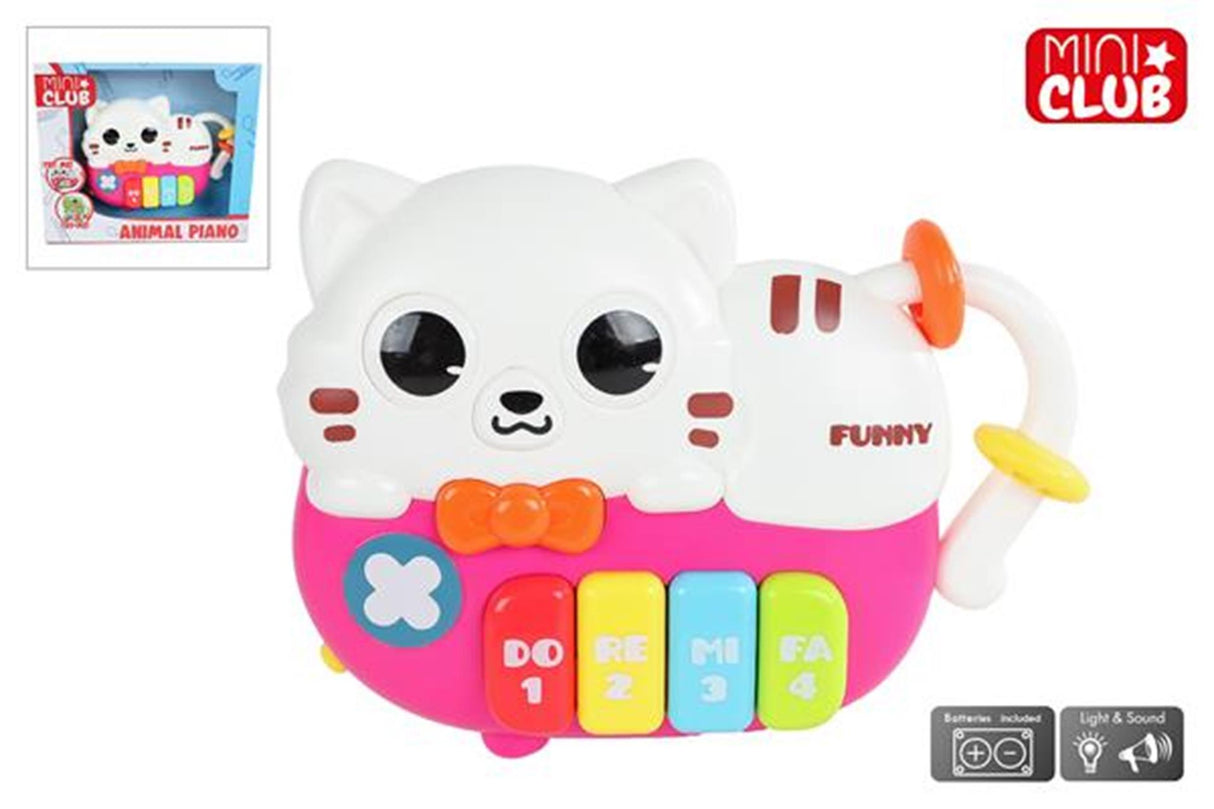 Mini club animal piano chat avec lumière et son, 15cm